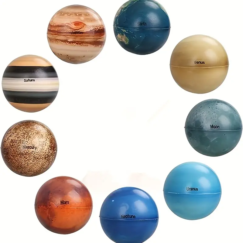 9pcs Solar System Planet Stress Balls, Stress Relief Planets And Space Ball  Educational Toys, Anti Stress Solar Educational Balls For Adults And Kids