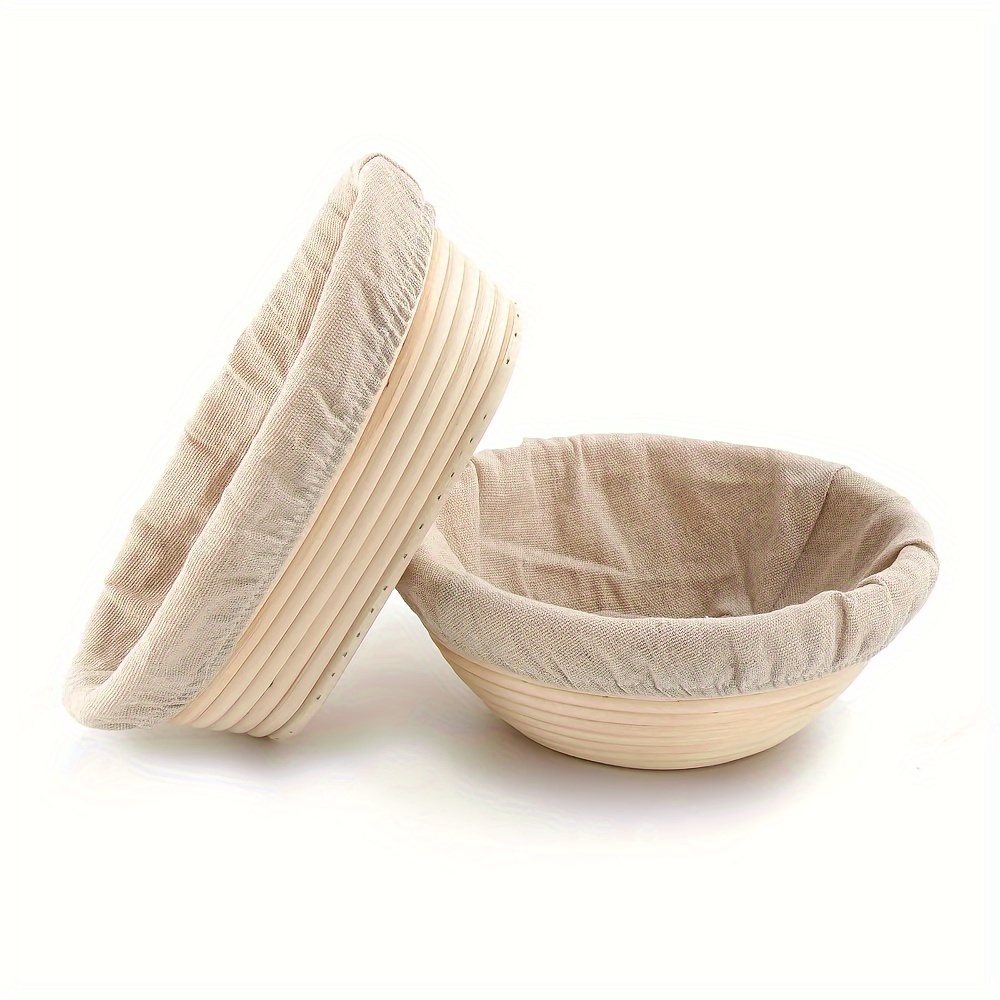 1pc rattan bread proofing basket with liner cloth natural oval rattan wicker dough fermentation sourdough bread basket kitchen baking tools details 4