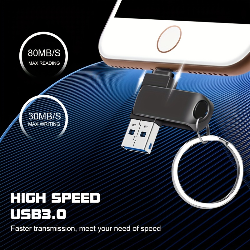 Clé USB GENERIQUE 256 go micro u disk otg flash drive usb 3 en 1 pour  memory stick pour android/iphone/windows