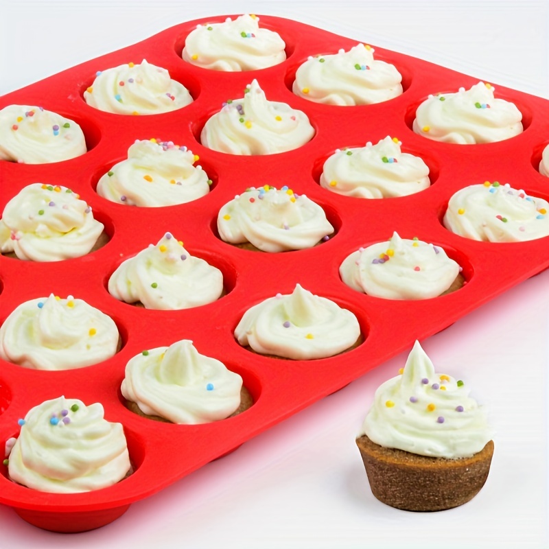 Silicone Muffin Pan Mini 24 Cups Cupcake Pan, Nonstick Cake Mold Silicone  Baking Pan - Temu