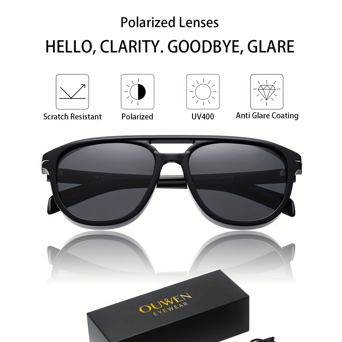 Classic Polarized Square Aviator Sunglasses for Men