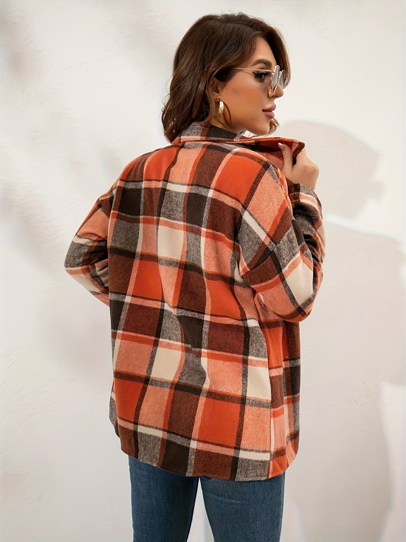 Orange plaid jacket on sale womens