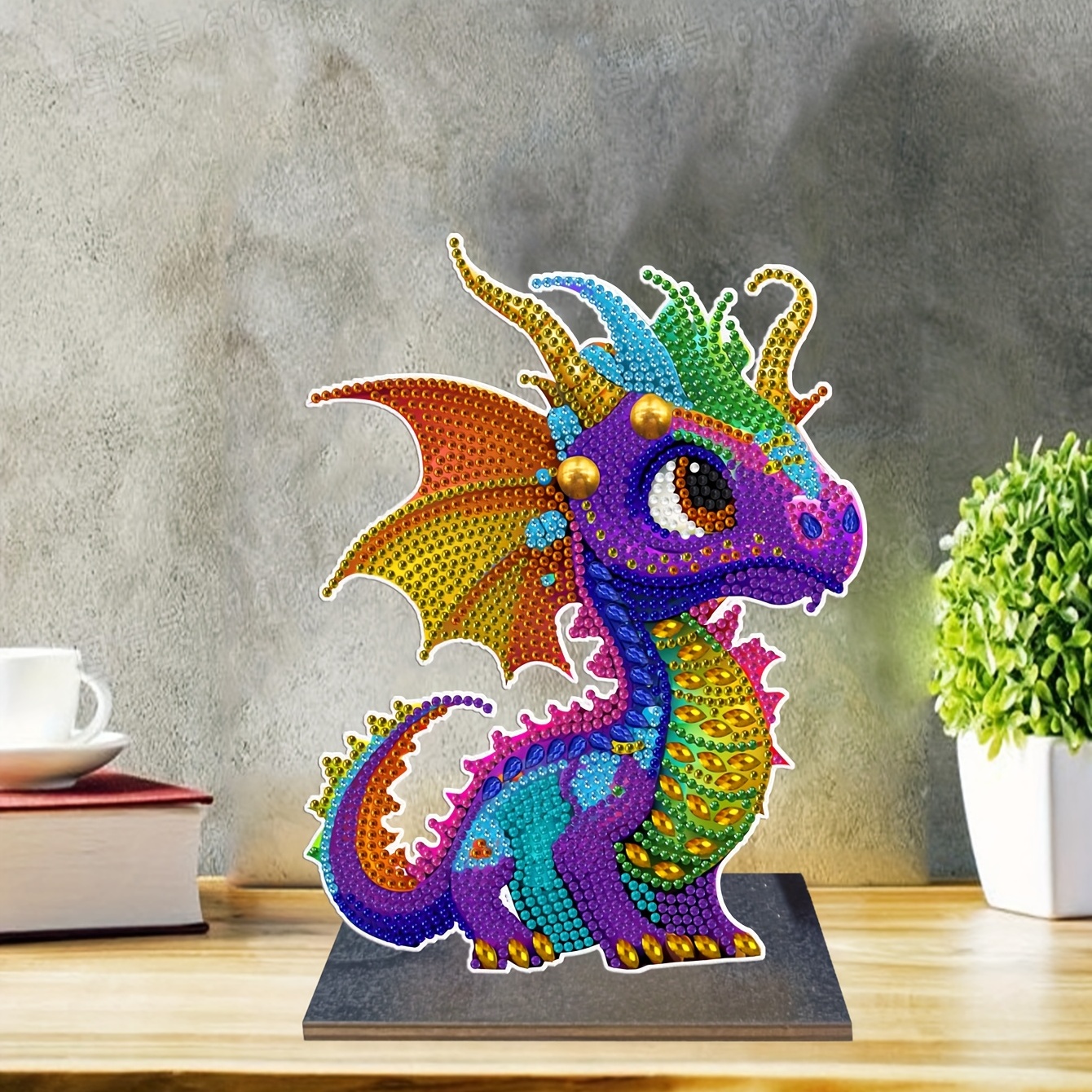 Wooden Desktop Diamond Painting Ornament Diamond Art Table Decor(Baby  Dragon #7)