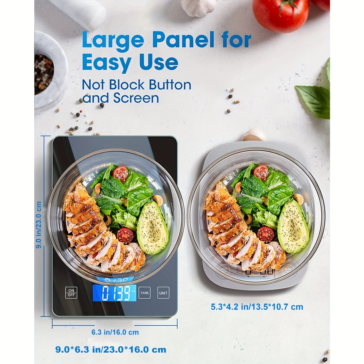 DE'VELO Báscula de cocina digital precisa para alimentos con medición de  peso en gramos, onzas y libras. Ideal para hornear, cocinar, joyas,  pantalla