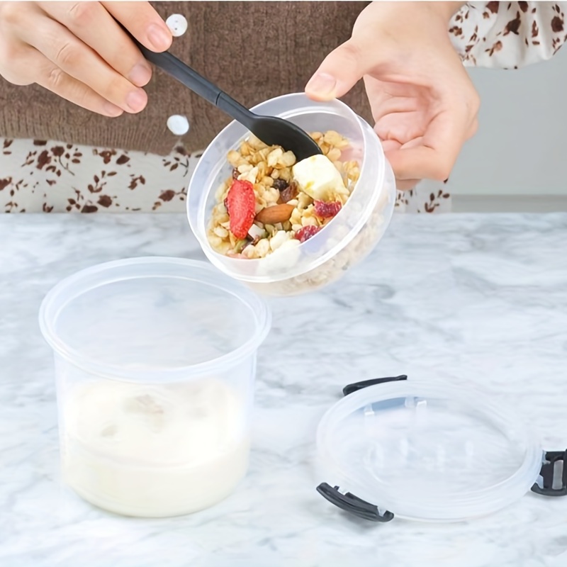 Salad Cup Overnight Oatmeal Cup With Lid And Spoon Sealing Portable  Breakfast Cup Yogurt Cereal Jar Soybean Milk Milk Cup - Temu