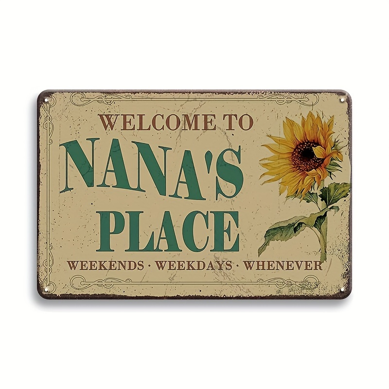 

1pc, , Welcome To Nana's Place Vintage Metal Sign, , Retro Sunflower Front Door Porch Decor Printed Metal Plaque 12x 8inch Metal Tin Decor (8x12inch) Eid Mubarak