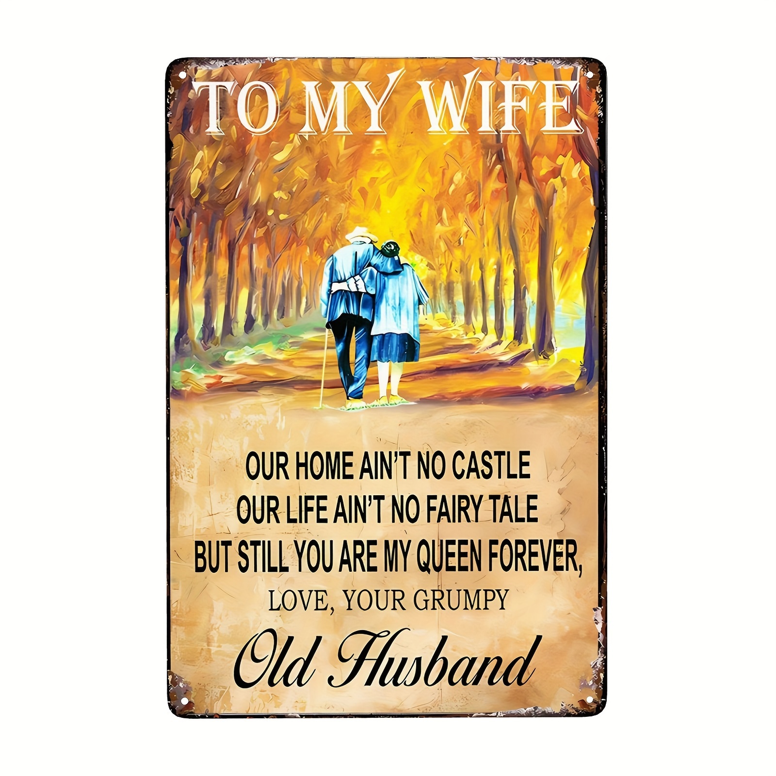 

1pc, Vintage Metal Aluminum Sign To My Wife Couple Wife Gift From Husband Old Couple Gift Kitchen Bar Club Garage Garden Home Decor Wall Art 8x12 Inch