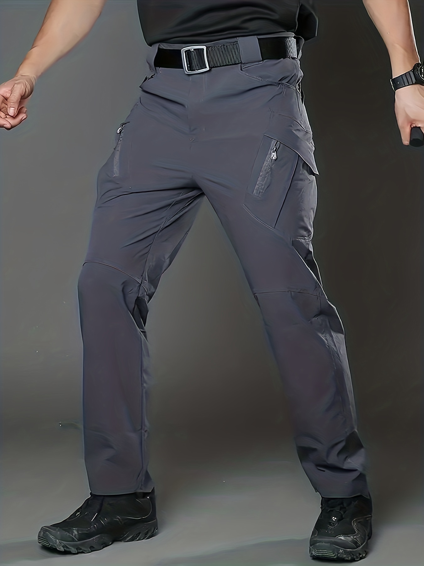 Pantalones de senderismo para hombre, de secado rápido, impermeables, de  ajuste ligero, pantalones de trabajo y pesca con 6 bolsillos y cinturón