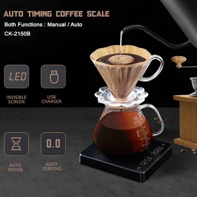 Digital Coffee Scale with Timer, Auto Timing Espresso Scale Rechargeable