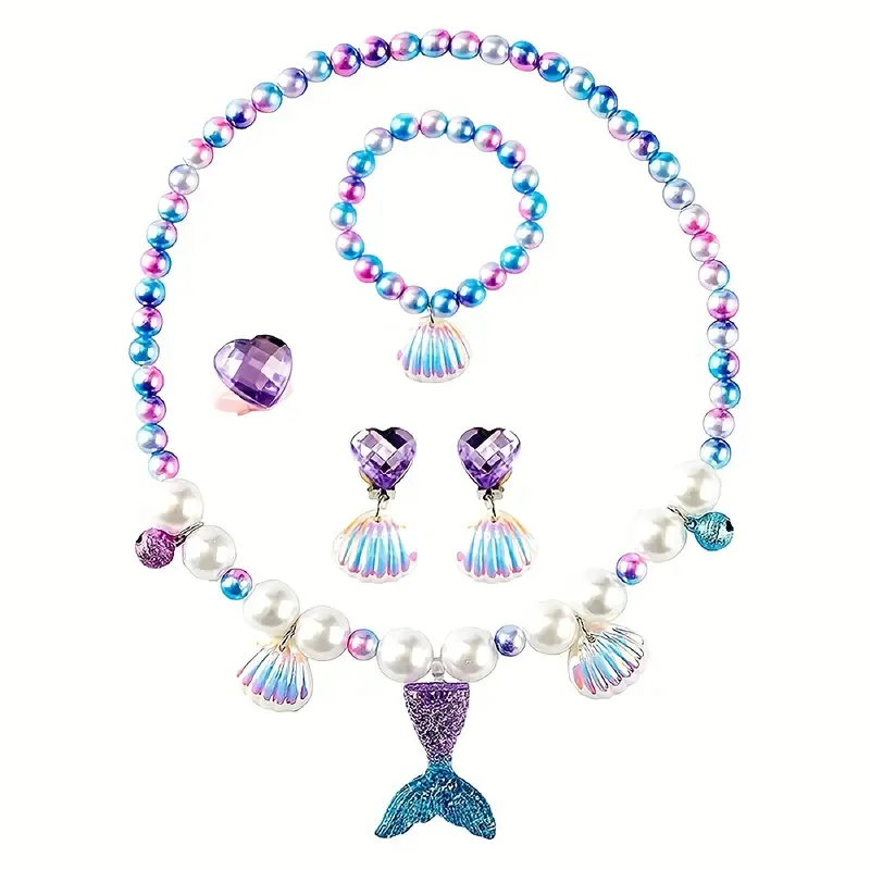 Girl's Romantic Mermaid Jewelry Set Fishtail Pendant - Temu