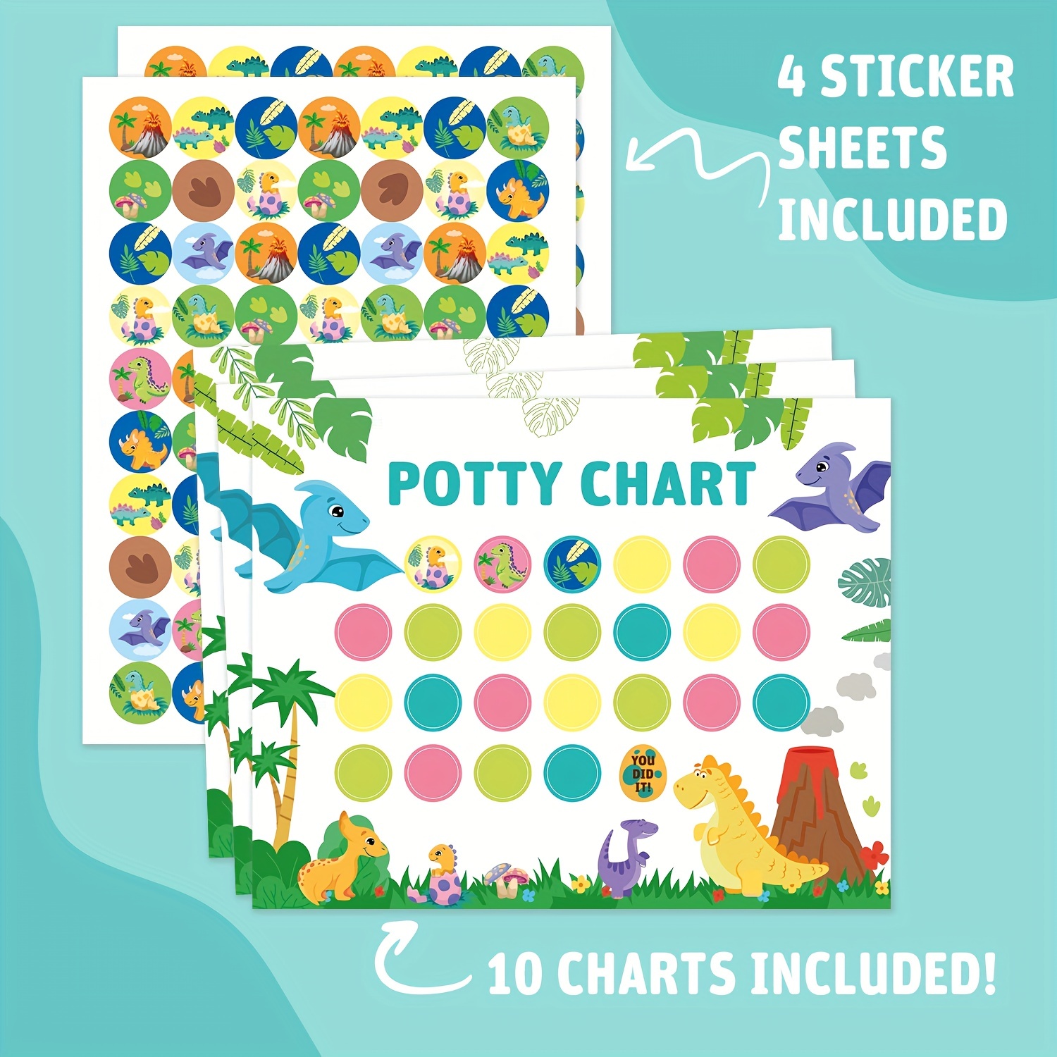 10pcs Magnetic Reusable Toddler Toilet Training Charts