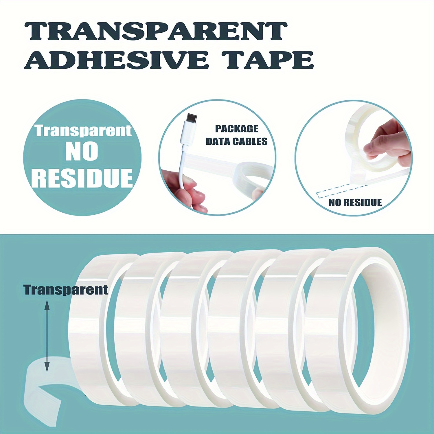 2 Rolls Heat Tape High Temperature 10mmx33m(108ft) Sublimation Tape Clear