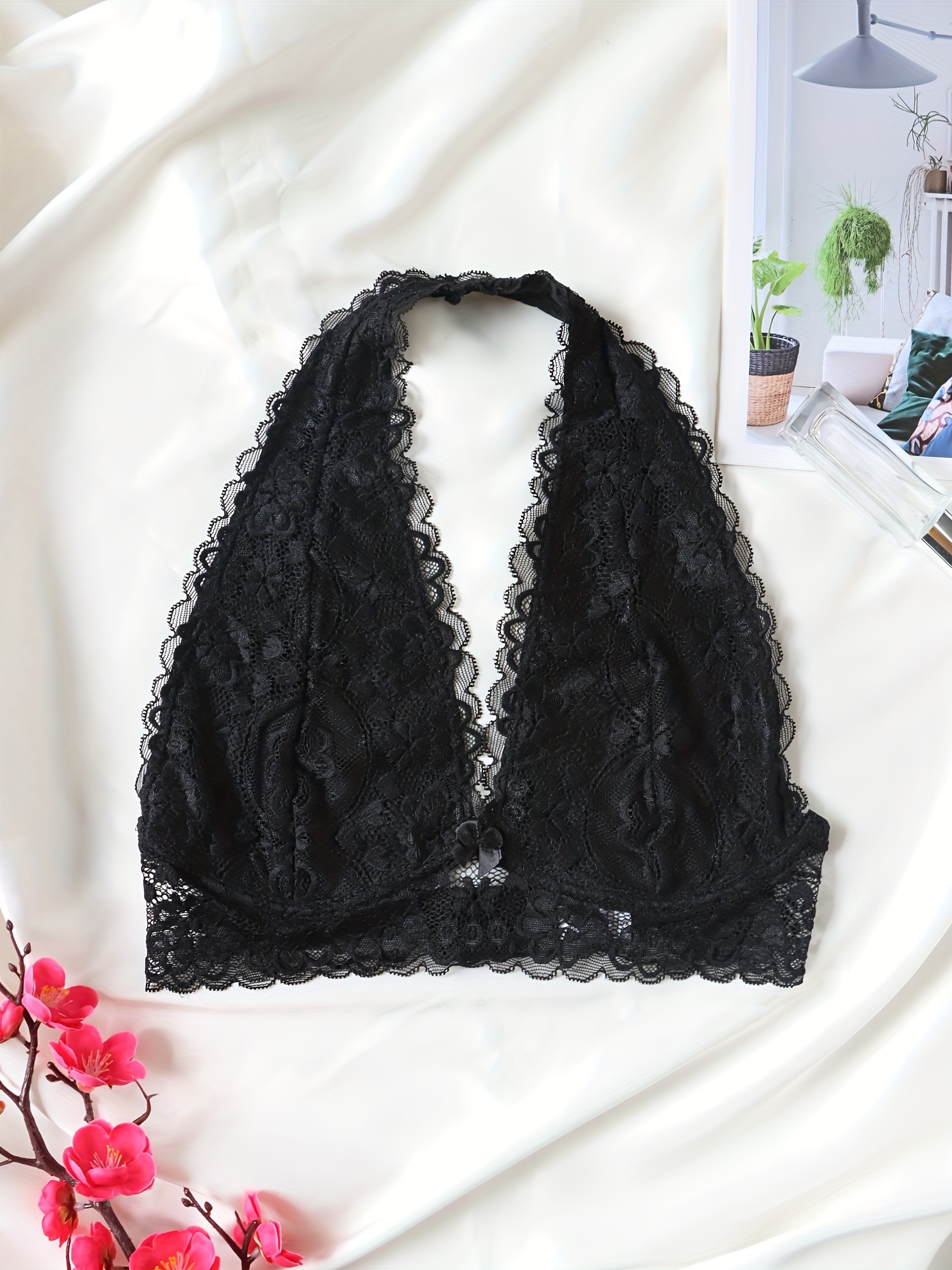 Women's Hollow Wrapped Breast Lace Cami Bras Anti slip Solid - Temu Canada
