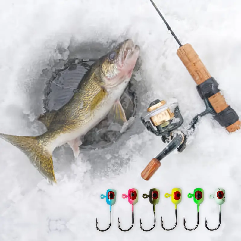 10pcs Glowing Ice Fishing Jigs Kit For Walleye Perch Panfish Crappie, Ice  Fishing Tackle, Jig Head Hook Set