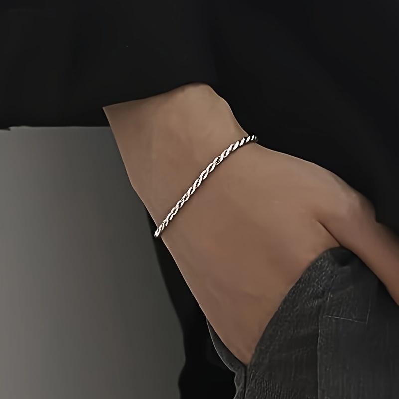 Men's Thin Silver Bracelet