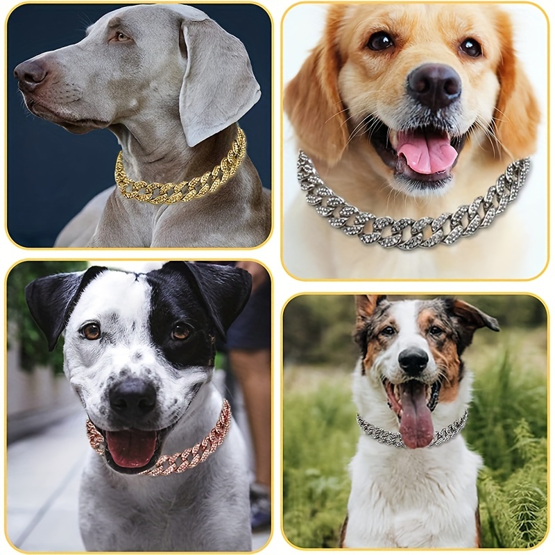 Cuban Collar Dog Chain With Secure Buckle And Artificial Diamonds