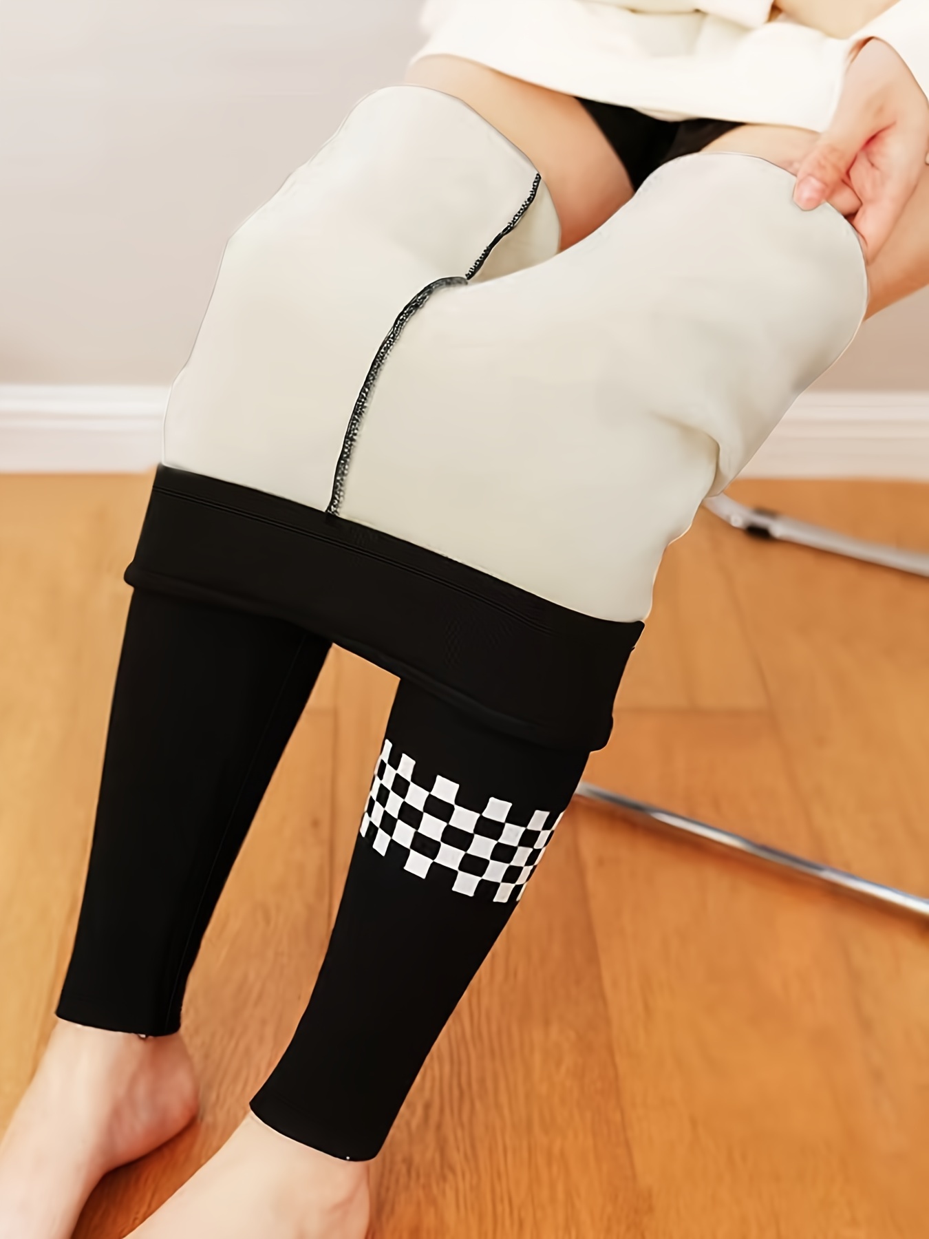 Solid Skinny Thermal Leggings Casual Elastic Waist Stretchy - Temu