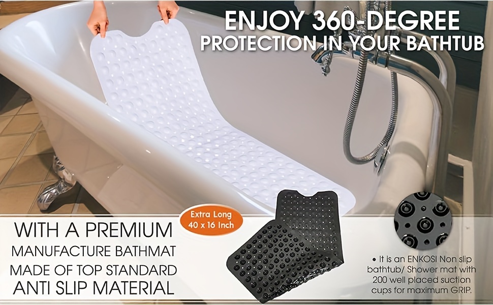 Extra Long Bath Tub Mat Non-Slip Bathroom Shower Bathtub Anti