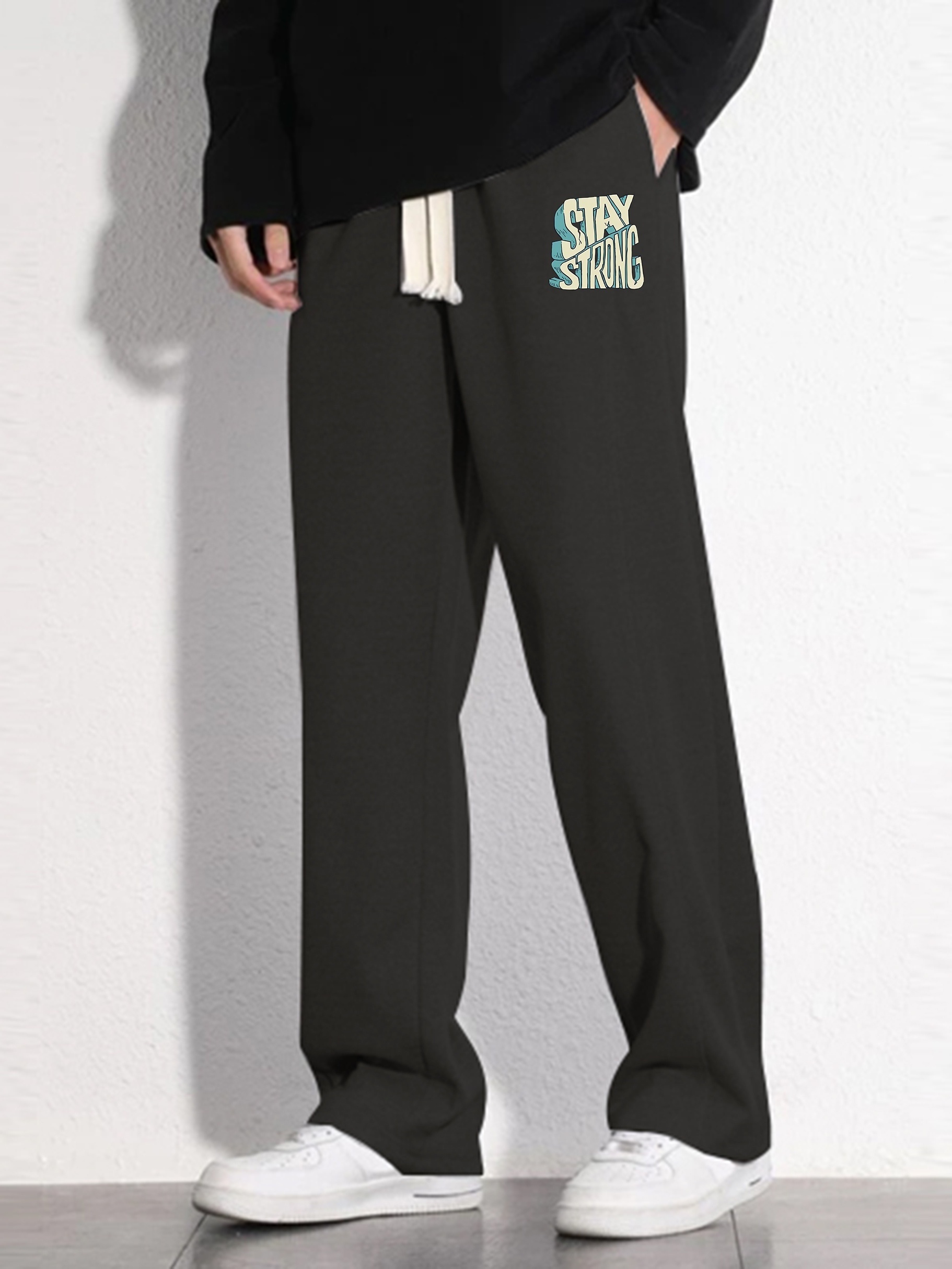 Men's Casual Loose Fit Drawstring Pants Stretch Waist