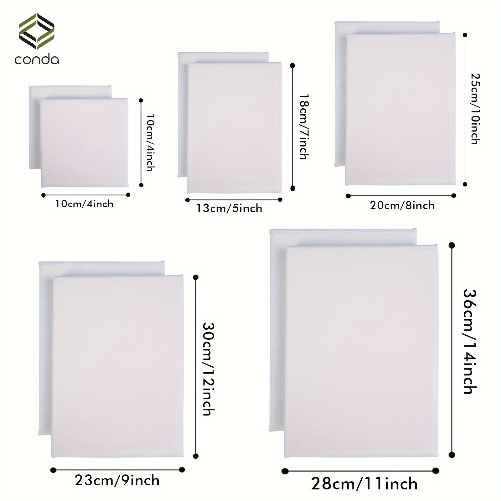 Canvases for Painting, Painting Supplies with 20 Cotton Canvas Panels, 4x4,  5x7, 8x10, 9x12, 11x14 inches (4 of Each), with 24 Acrylic Paints, 10