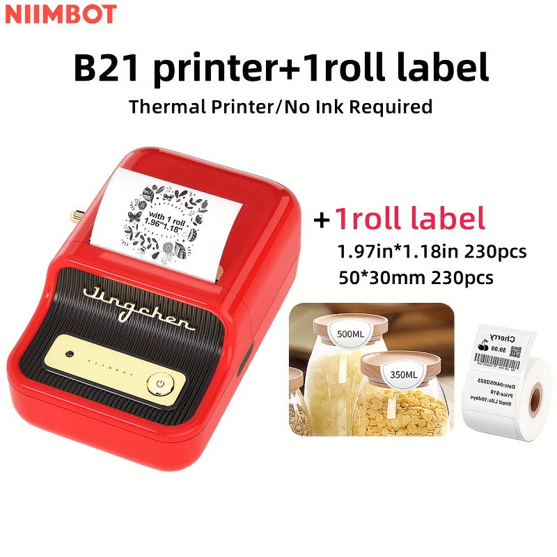 ワイヤレス ラベルプリンター NIIMBOT B21+ロール(白2個、透明1個)