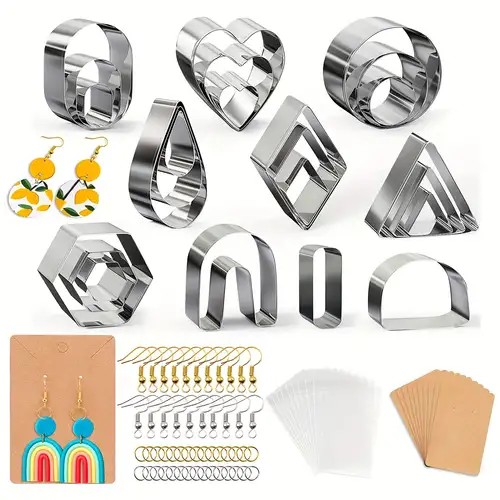 Kyoffiie 126PCS DIY Clay Earring Cutters Set for Polymer Clay Jewelry  Making Stainless Steel Polymer Clay Cutters Set with 40 Circle Shape  Cutters and Earring Accessories for Beginners 