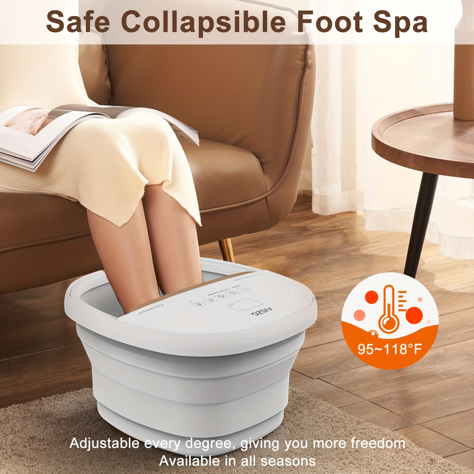 Collapsible Foot Spa Bath Massager With Heat Bubbles - Temu