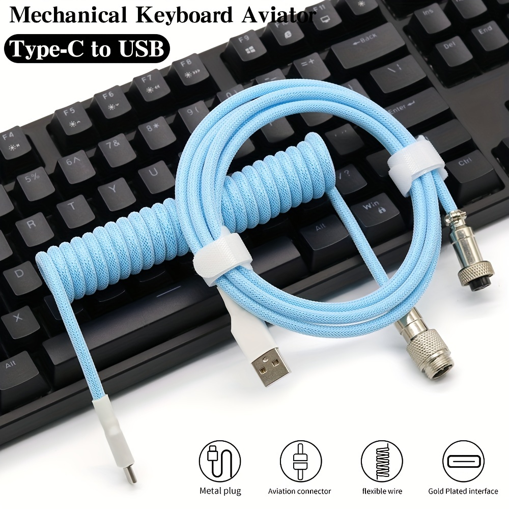 Mechanical Keyboard Coiled Cable Wire Type C Custom Usb Port Cable Aviator