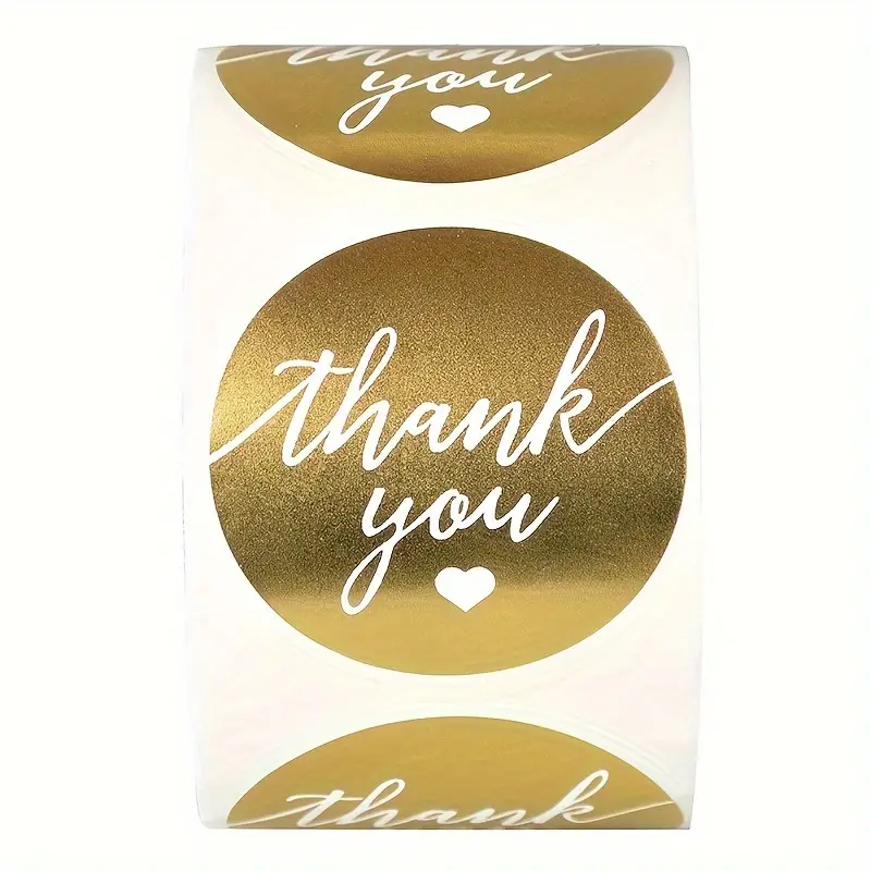 Round Gold Foil Thank You Stickers