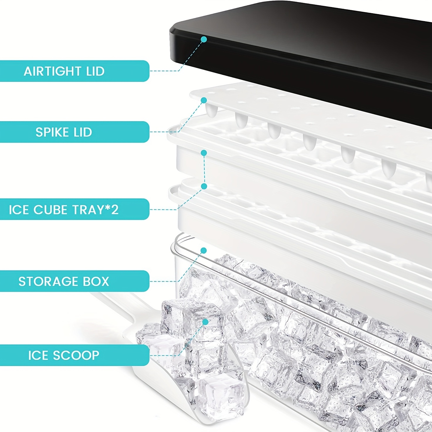 Multifunctional Ice Cube Tray With Bin And Removable Lid - Temu