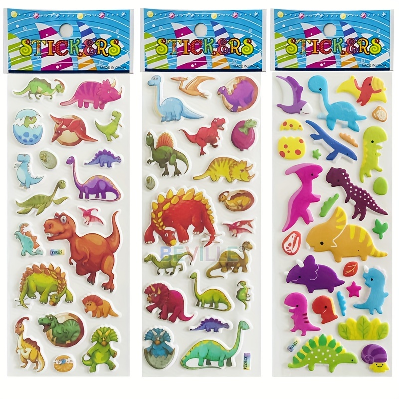 Pegatinas 3D para niños y niños pequeños Pegatinas esponjosas Paquetes  múltiples para álbumes de recortes de diarios de viñetas que incluyen  animales, números, frutas, peces, dinosaurios, autos y más JAMW Sencillez