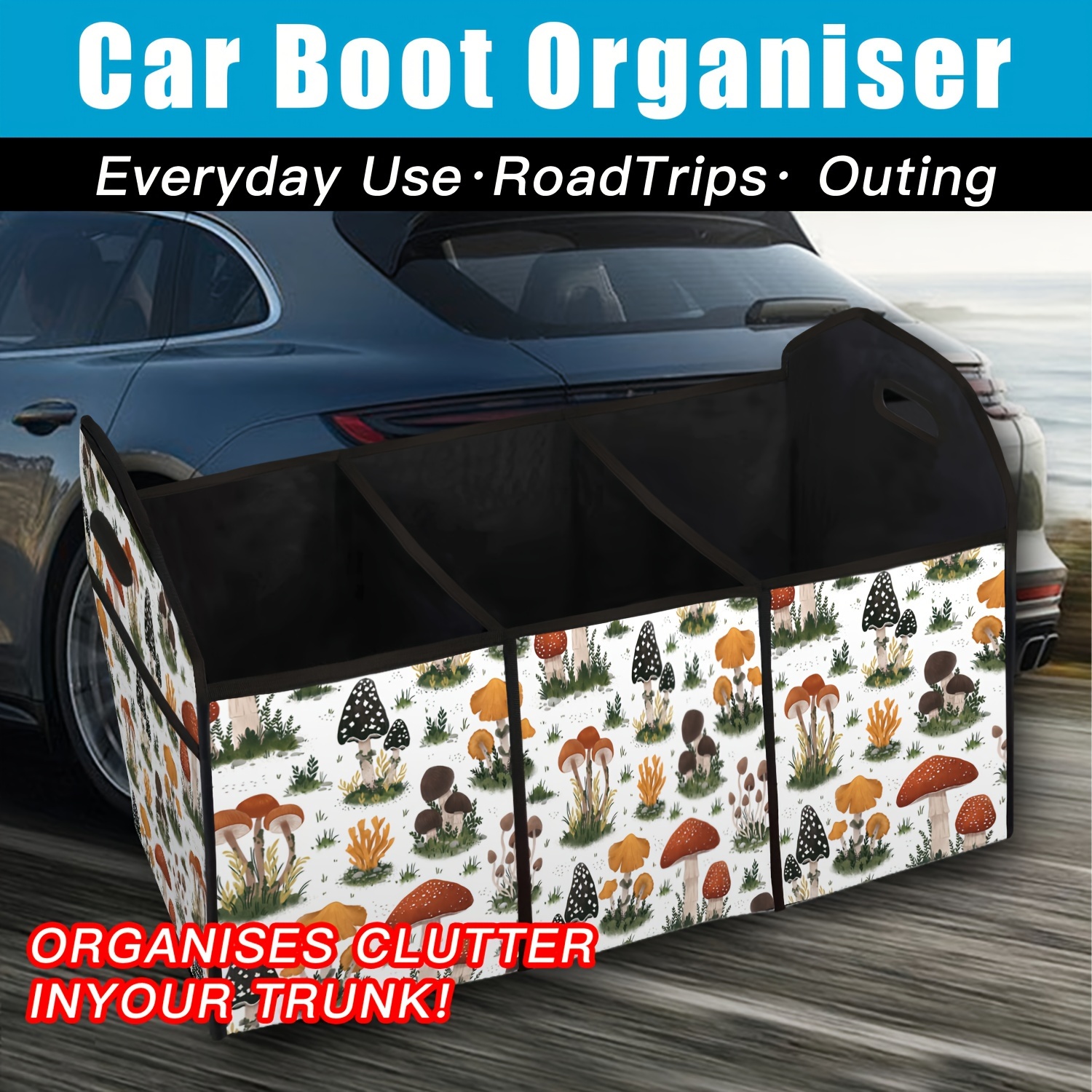 Mushroom Printed Car Trunk Organizer Large Capacity - Temu Austria