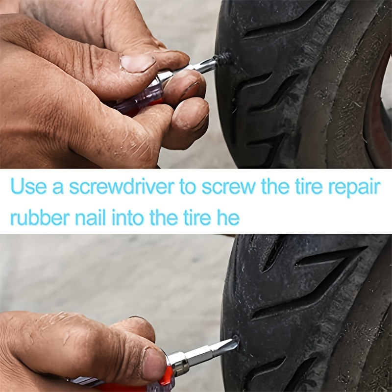 40pcs tire repair rubber nails 20 small nails 20 large nails self service tire repair rubber screws for car motorcycle tire puncture repair details 2