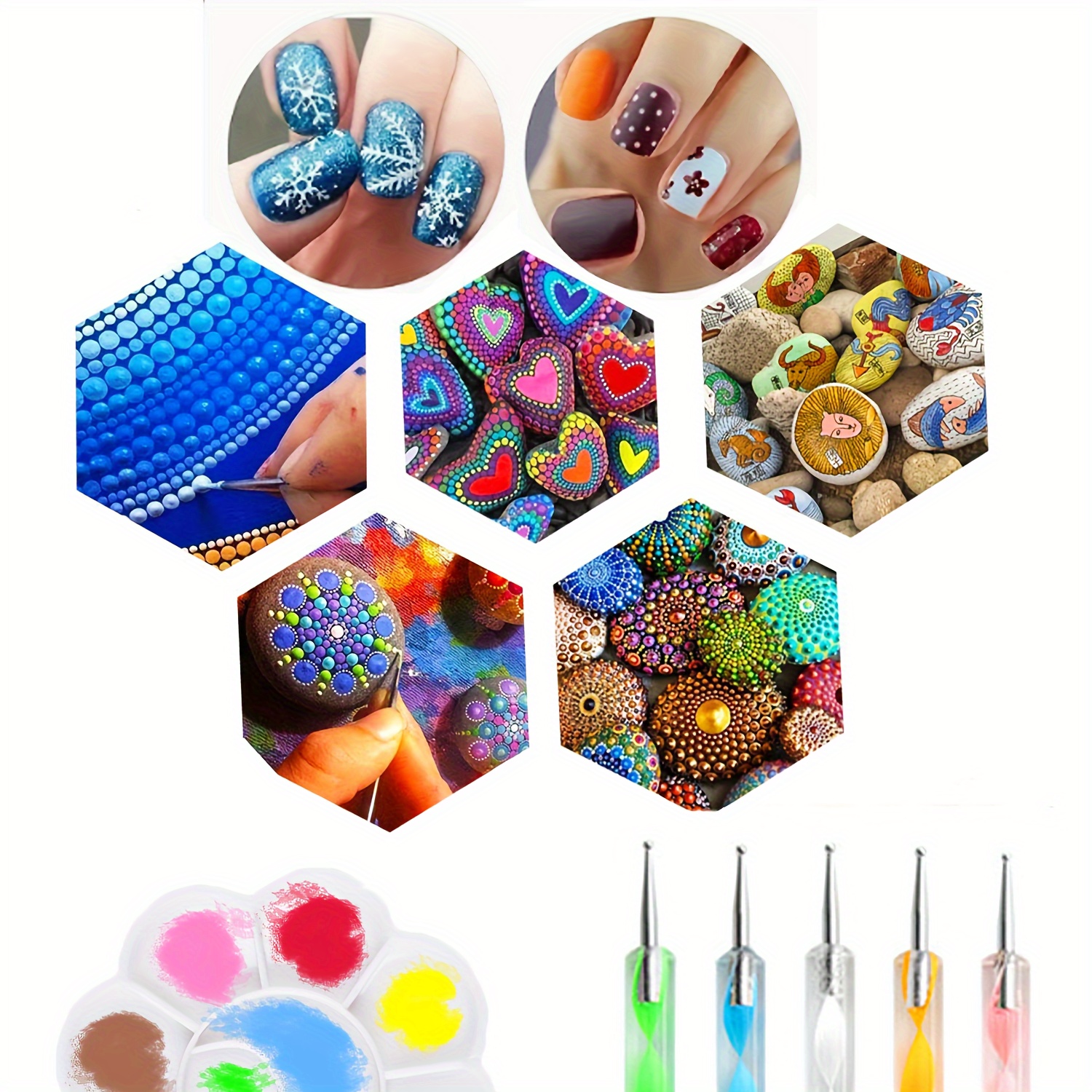 Kit mandala dots in acrylic colors and dotting tools