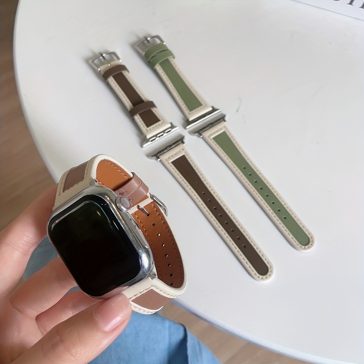 Bandas De Reloj De Cuero Genuino De Moda Para Apple Watch Correa
