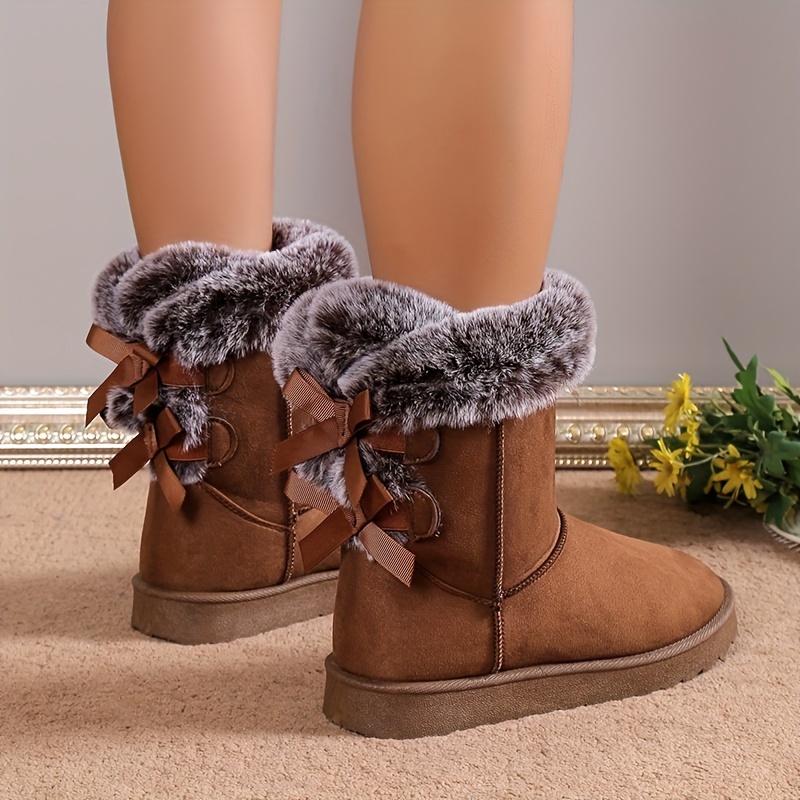 Women's Suede Snow Boots, Thermal Faux Rex Rabbit Fur Winter Boots, Outdoor  Ankle Boots, Women's Short Boots - Temu