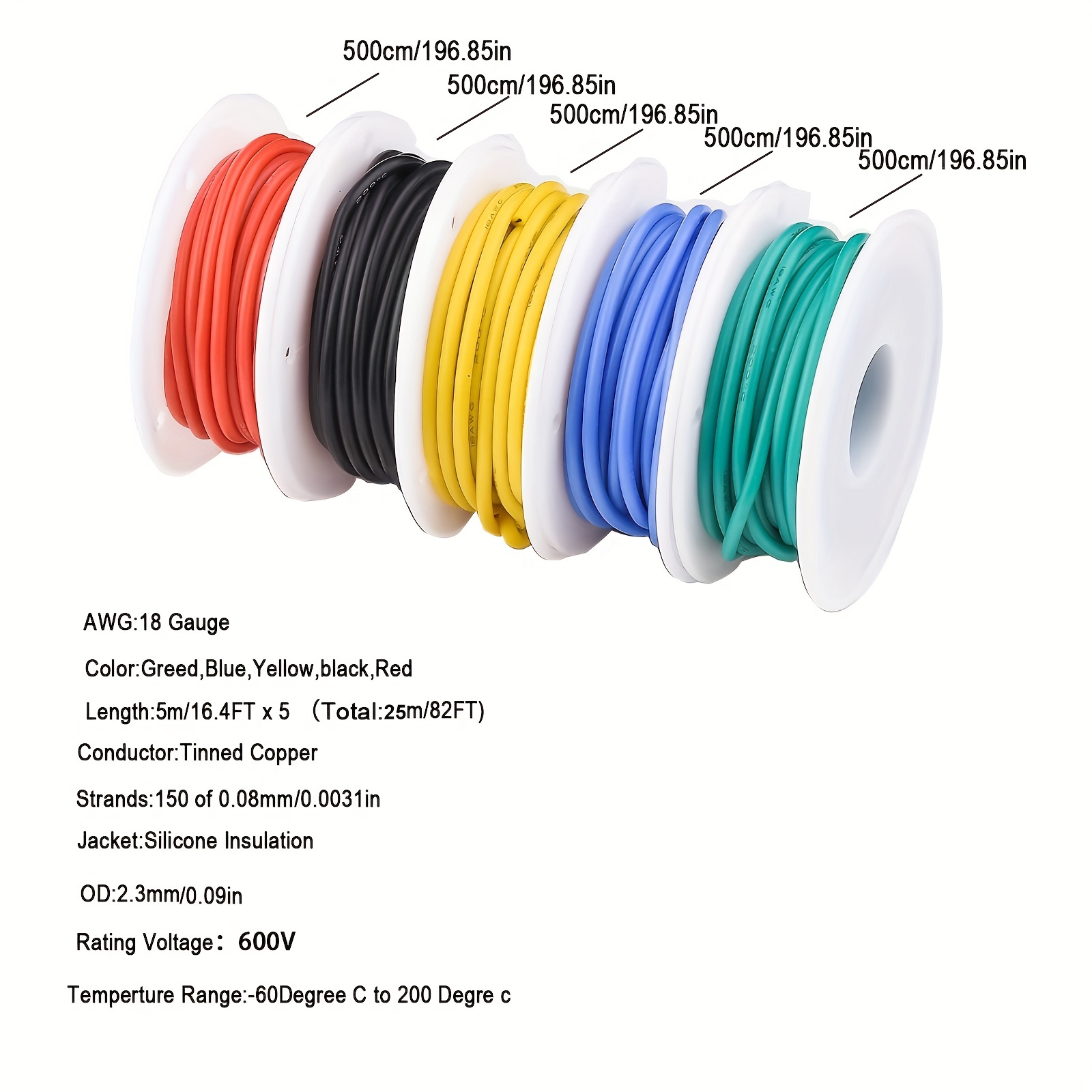 Hook Up Wire, 16 AWG - Stranded/Solid, 10 Colors & 7 Sizes Available