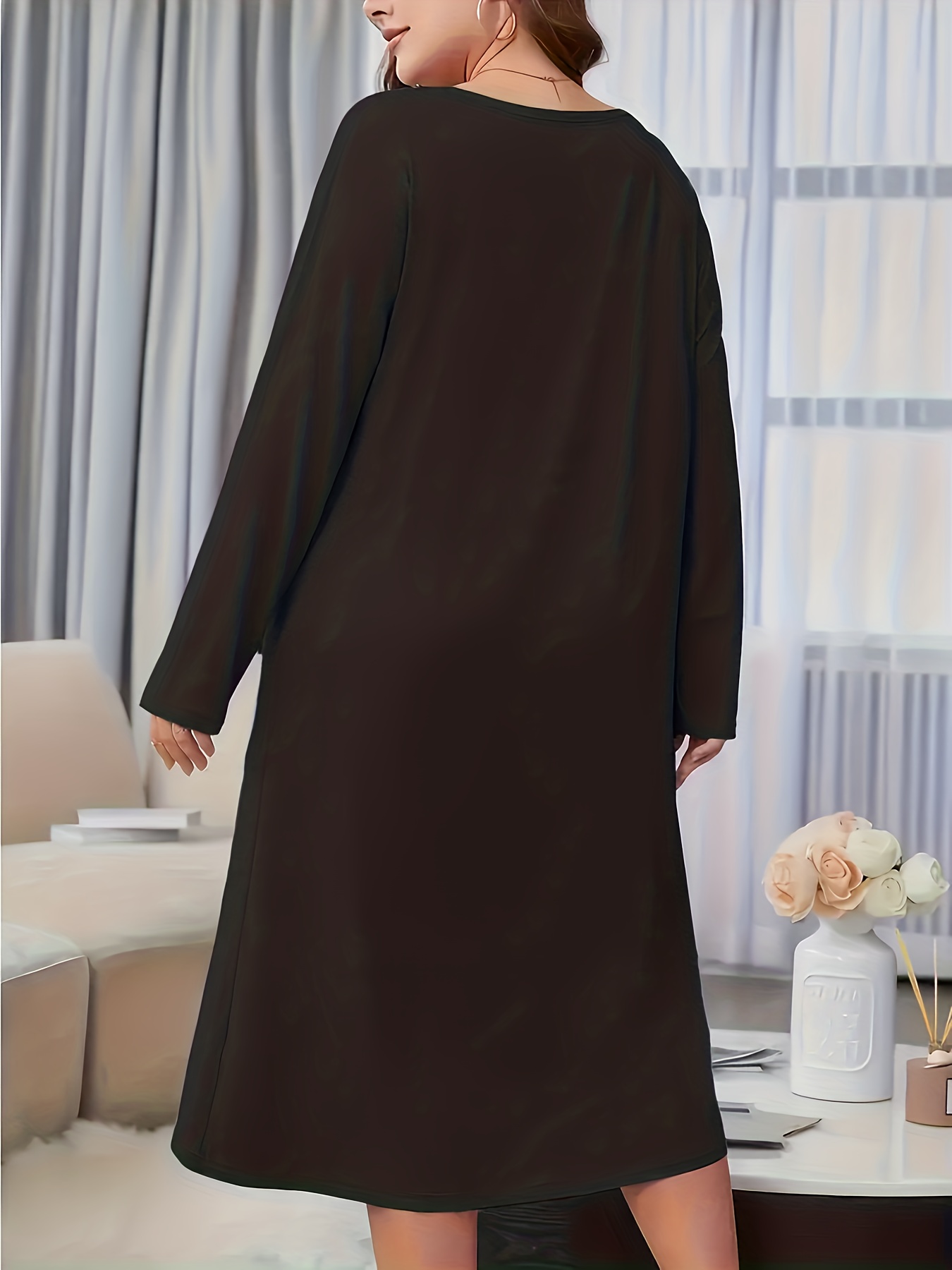 Witch Graphic Print Long Sleeve Tee Sleep Dress