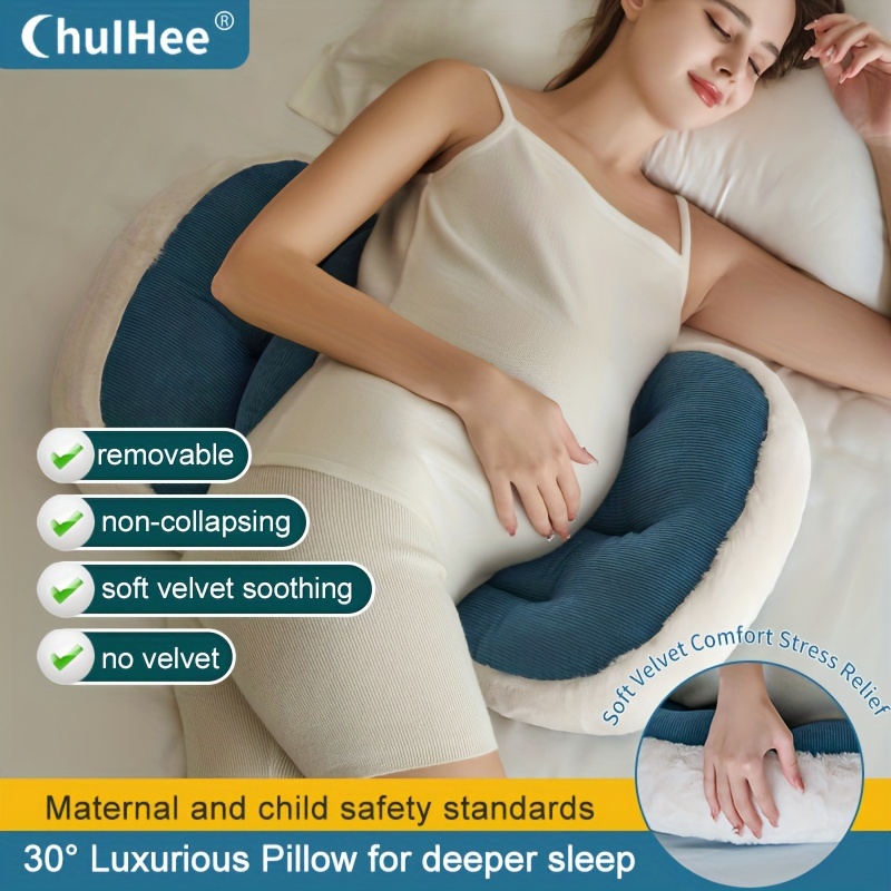 Almohada de apoyo para dormir para mujeres embarazadas, funda de almohada  de algodón para el cuerpo, almohadas de maternidad en forma de U, ropa de