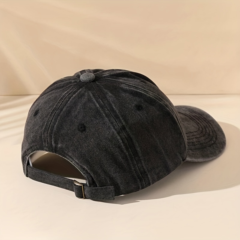 Butterfly Sunflower Print Baseball Cap Denim Washed Dad Hat