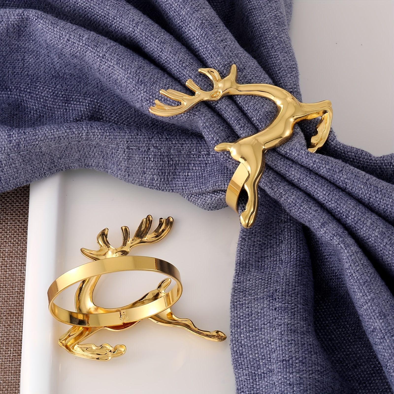 6pcs Christmas Deer Napkin Rings for Table Settings