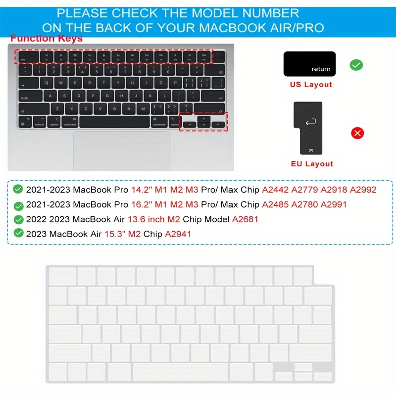 Premium Slim Keyboard Case Macbook Air 2022 2021 2020 Model - Temu