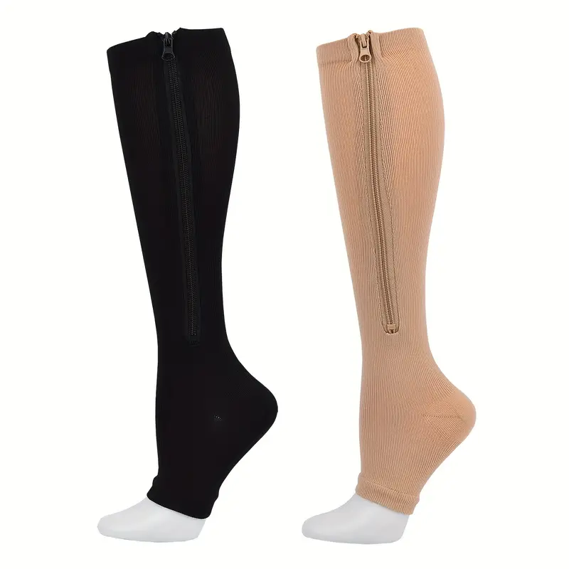 2 Zippered Compression Socks Active Lifestyle Toeless - Temu Canada