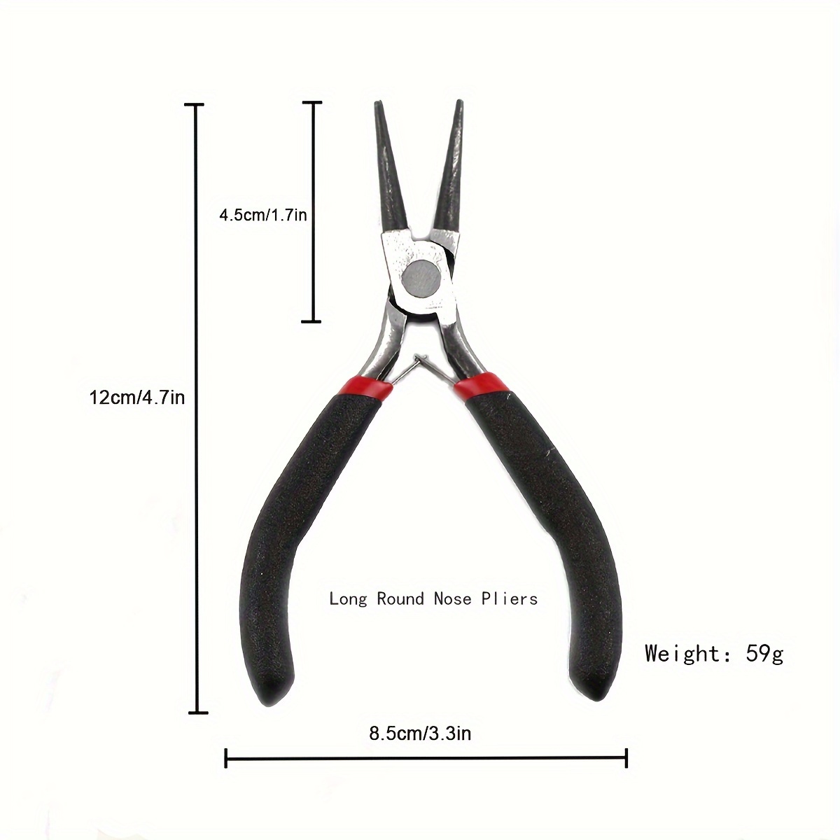 Chain-nose pliers for jewelry making, steel, red, strong quality, length 13  cm, 1pc