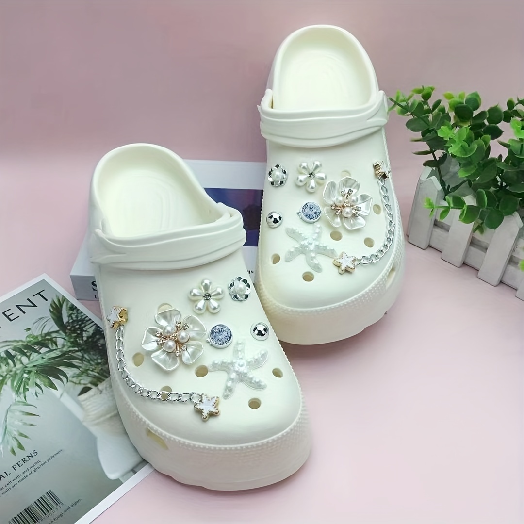 10pcs Trendy Flower Shoe Charms for Accessories Detachable Flower Beach Shoes Sandals,Temu