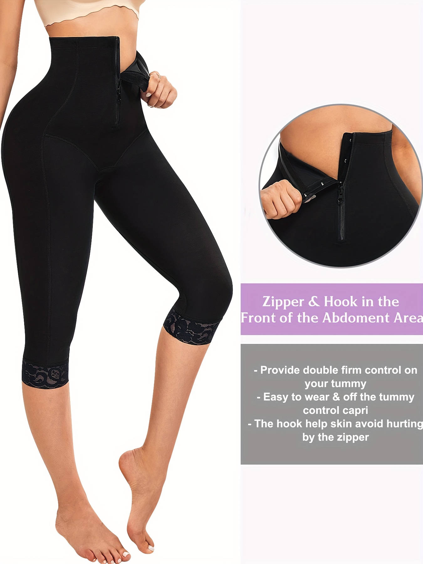 High Waist Shaping Capri Pants Tummy Control Compression - Temu