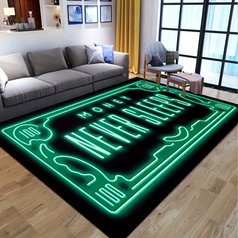 1pc money never   print rug non slip resistant mat machine washable waterproof carpet for living room bedroom nursery room outdoor patio garden yard decor rug home decor room decor details 2