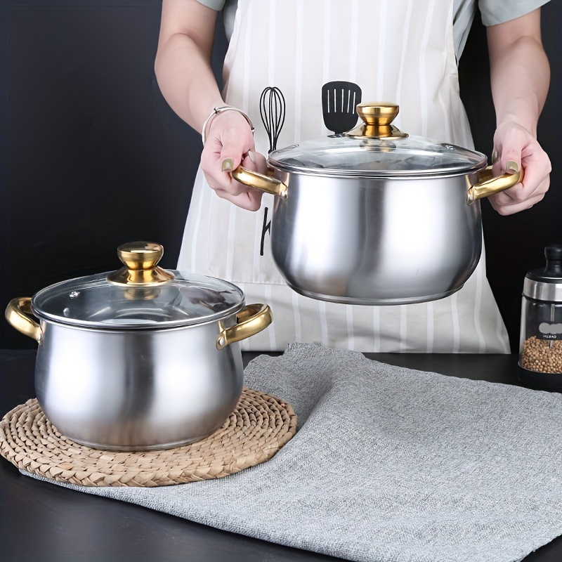 1pc Stainless Steel Stock Pot (9.44''), Large Soup Pot, Outdoor Cooking  Utensils, Kitchen Tools, Kitchen Accessories