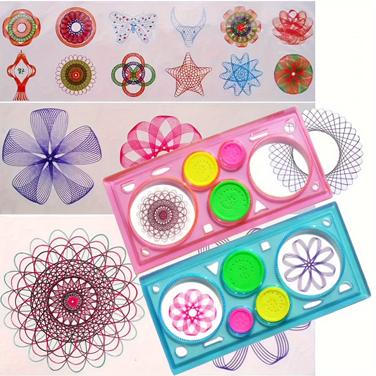 22Pcs spirografo disegno multifunzione righello giocattoli Set giocattoli  educativi per l'apprendimento creativo per bambini ruote ad ingranaggi ad  incastro