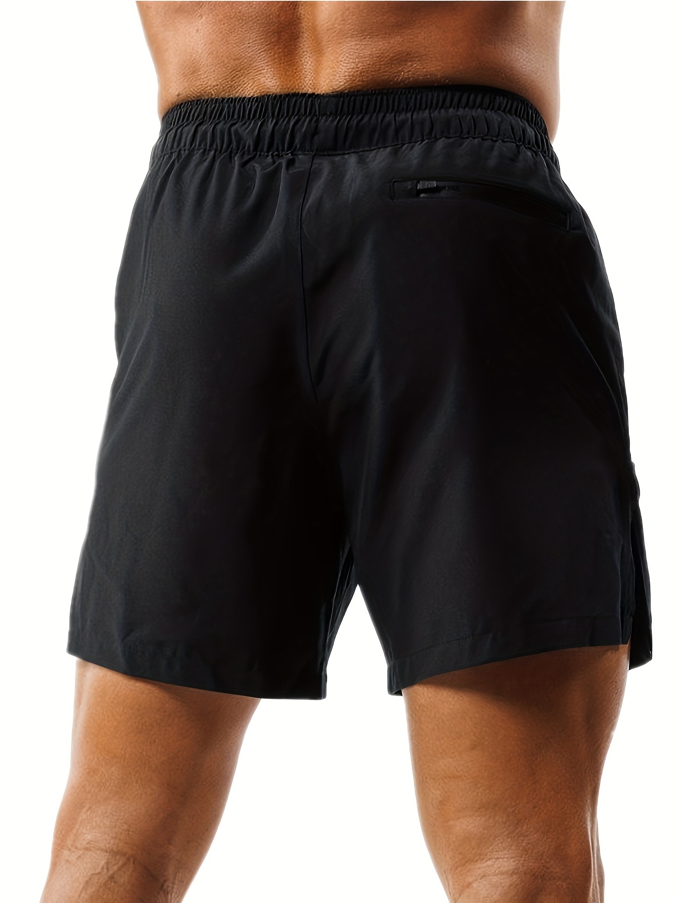 2-in-1 Double Layer Shorts With Inner Zipper Pocket, Men's High Stretch Sports Shorts For Summer Gym Workout Training
